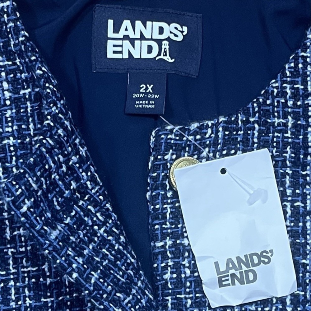 NWT Lands End Tweed Blazer Womens 2X Blue with Gold Buttons Career Jacket - Picture 5 of 7